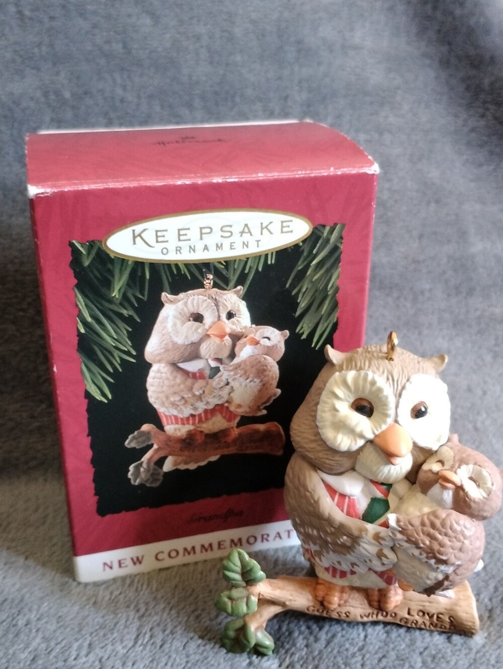 1994 Grandpa Owl Hallmark Keepsake Ornament, 90s Christmas Tree Decoration